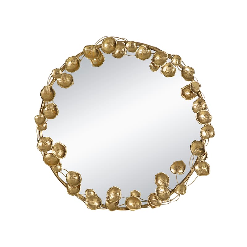 Wall Mirror with Golden Leaf Accents,Designed by CUSchoice