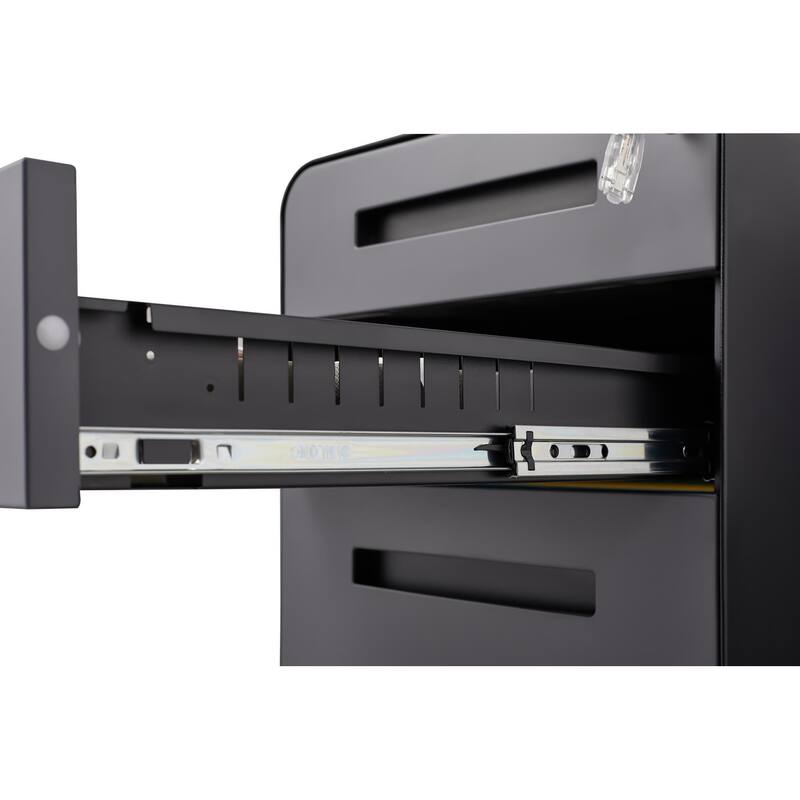3-Drawer Locking Mobile File Cabinet with Wheels, Metal Home Office Storage Cabinet with Pencil Tray & Hanging Bars