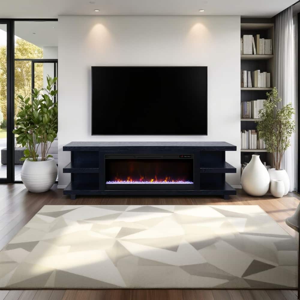 Bridgevine Home Laurel Canyon 82 inch Fireplace TV Stand for TVs up to 90 inches, Minimal Assembly