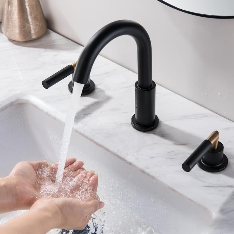 8.7"H Stainless Steel Widespread 2-handle Bathroom Sink Faucet