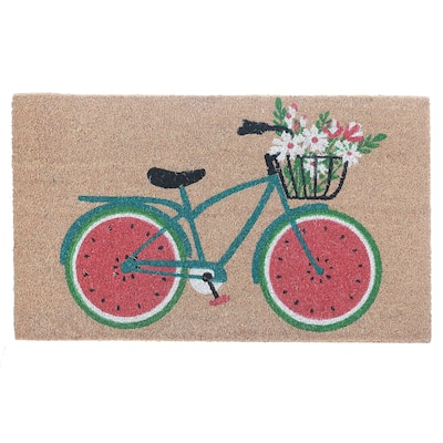 Coir Door Mat Bicycle With Flower 18 X 30