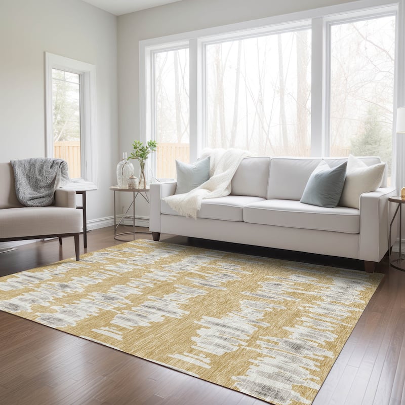 Machine Washable Indoor/ Outdoor Chantille Abstract Contemporary Rug