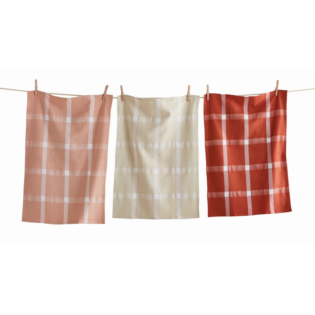 Endless Summer Check Dish Towel Set Of 3 Cotton 26" X 18" Cleaning Kitchen Towel Machine Washable