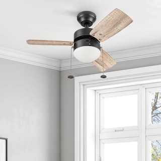 30" Prominence Home Rawling Bronze Contemporary Indoor LED Ceiling Fan with Light, Pull Chain - 30