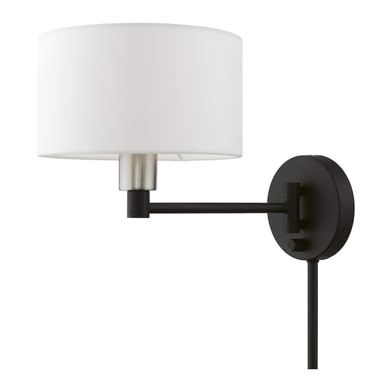 Livex Lighting 40080 Allison 10" Tall Commercial Wall Sconce - Black / Brushed Nickel Accent