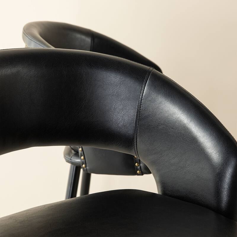 Glitzhome Set of 4 PU Leather Upholstered Swivel Counter or Bar Stools Pub/ Bar Chairs