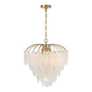 Warm Brass Six Light Chandelier from the Boa Collection