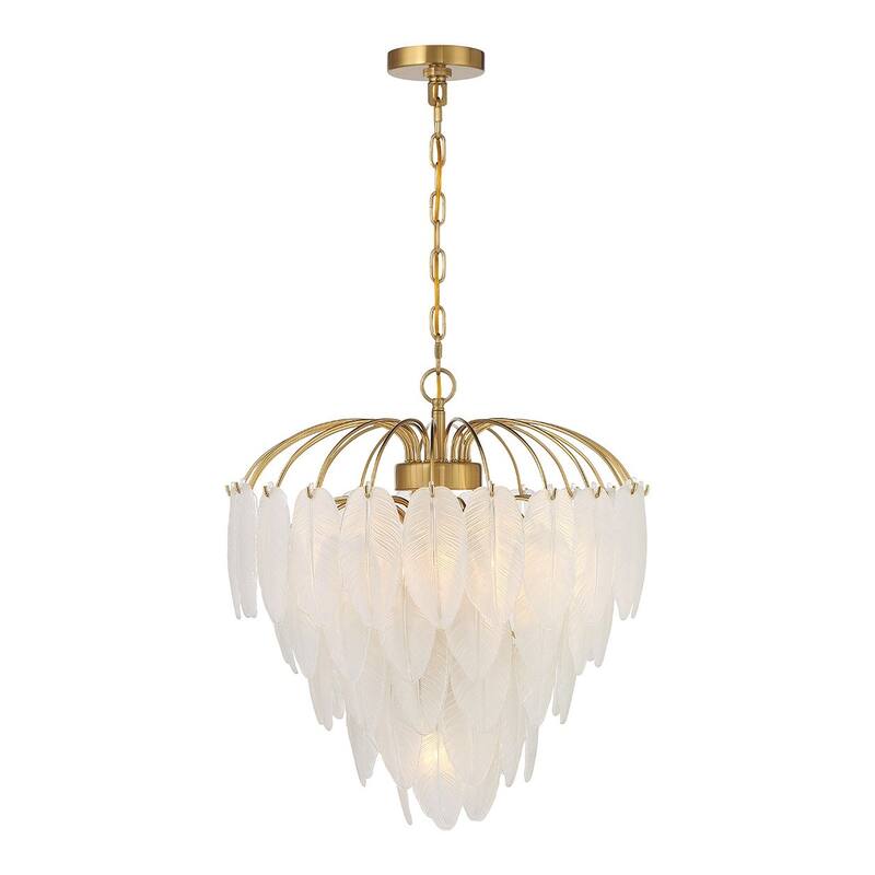 Warm Brass Six Light Chandelier from the Boa Collection