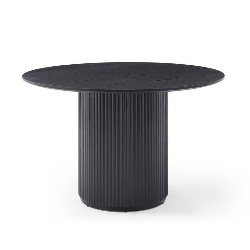 Mid-Century Modern 47.24-Inch Round Natural Black MDF Dining Table