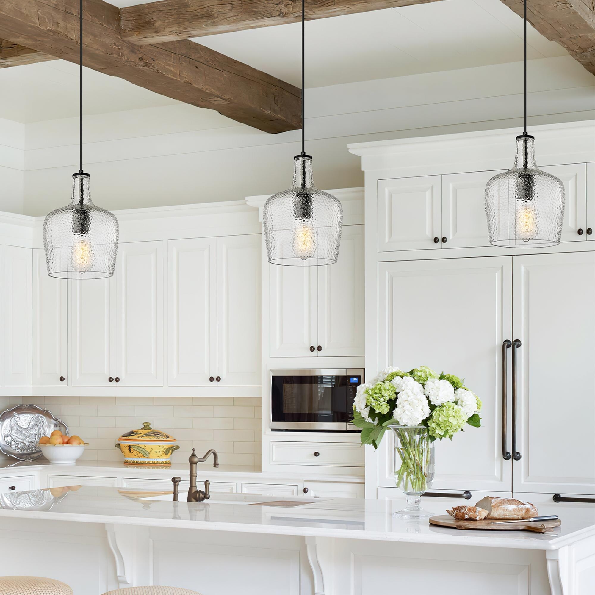 1 Light Hammered Glass Pendant Light