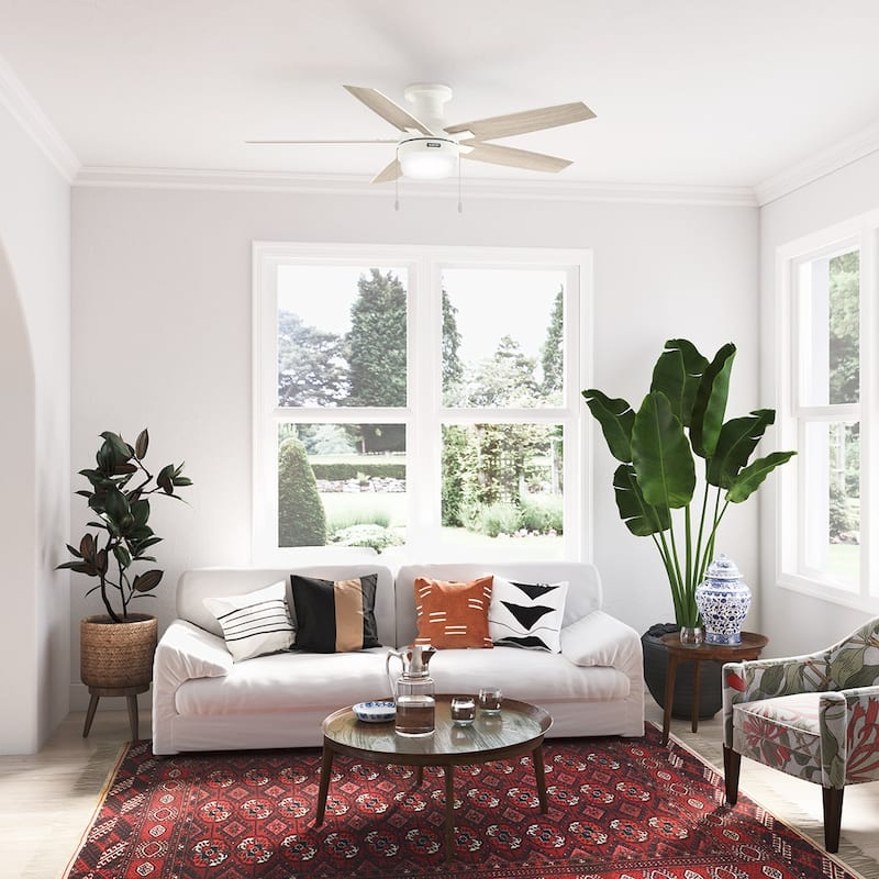 Hunter 52" Anisten Low Profile Ceiling Fan with LED Light and Pull Chain - Modern, Contemporary, Transitional