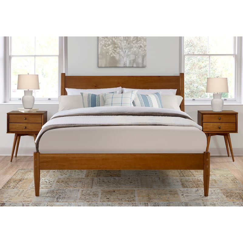 Mid-Century Panel Bed - Brown - Queen
