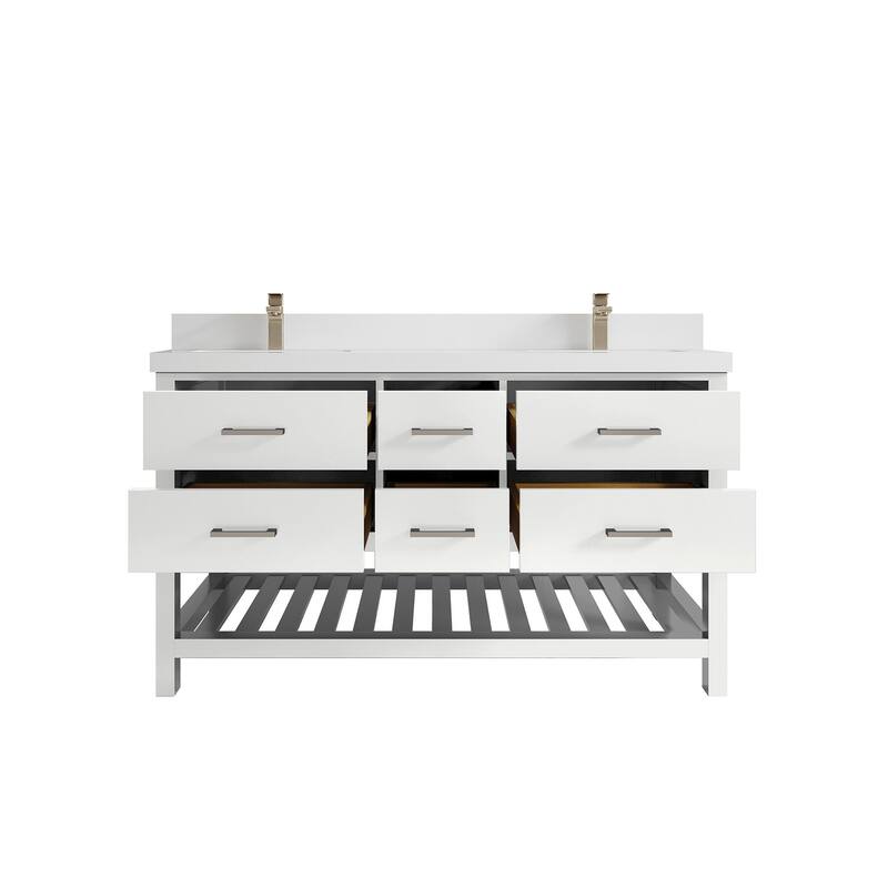 Willow Collections 60 in. W x 22 in. D Parker Double Sink Bathroom Vanity with Countertop