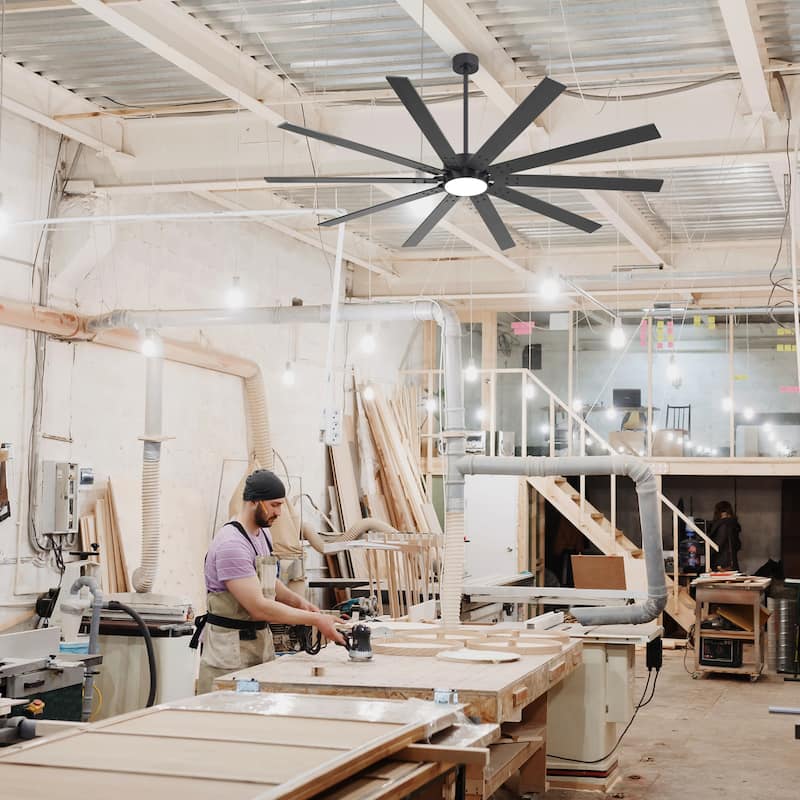 Large 84"/72" Reversible 10-Blade Integrated Ceiling Fan with LED Light Kit and Remote