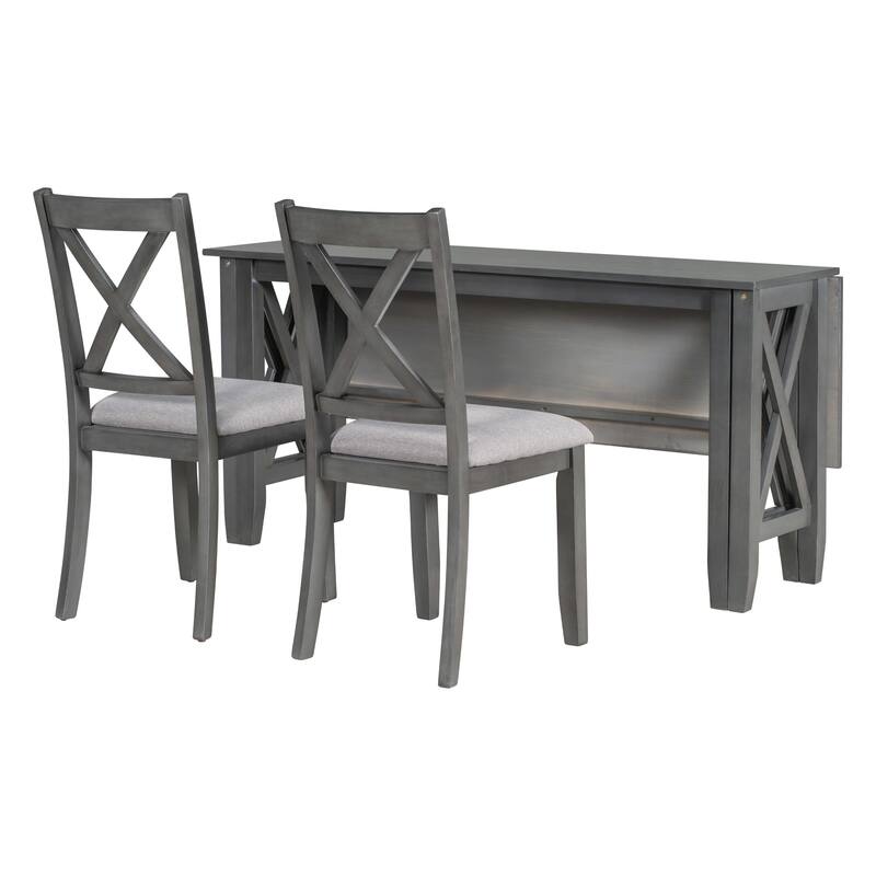 Farmhouse Gray Solid Wood 6-Piece Dining Table Set