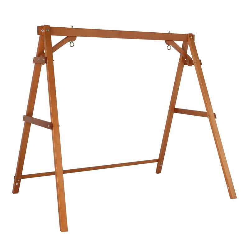 2-Person Carbonized Solid Wood Porch Swing Stand (without hanging swing)