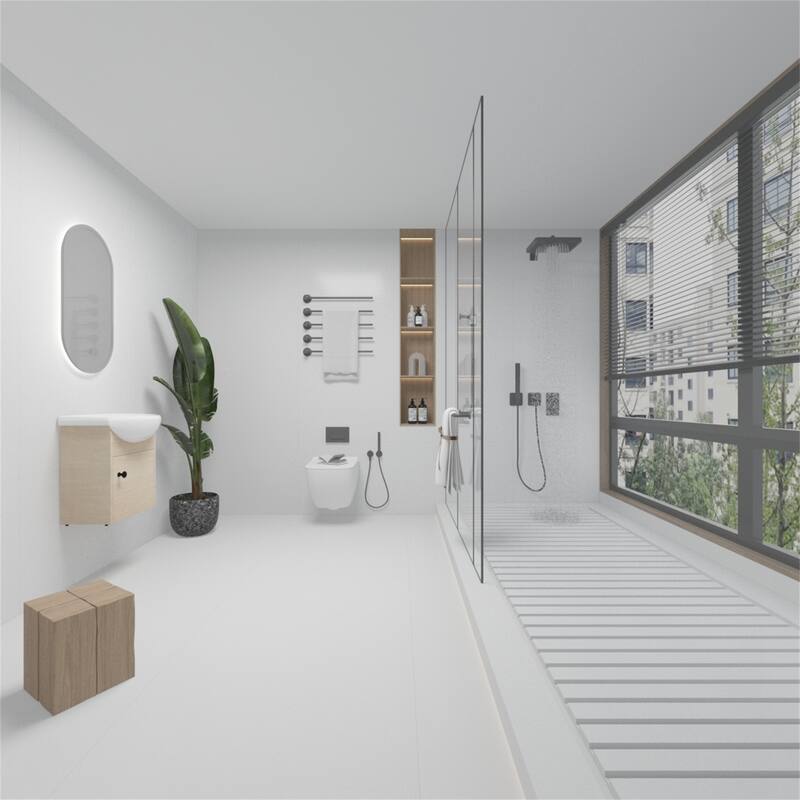 Wall Mounting Small Size 18 Inch Bathroom Vanity With Ceramic Sink