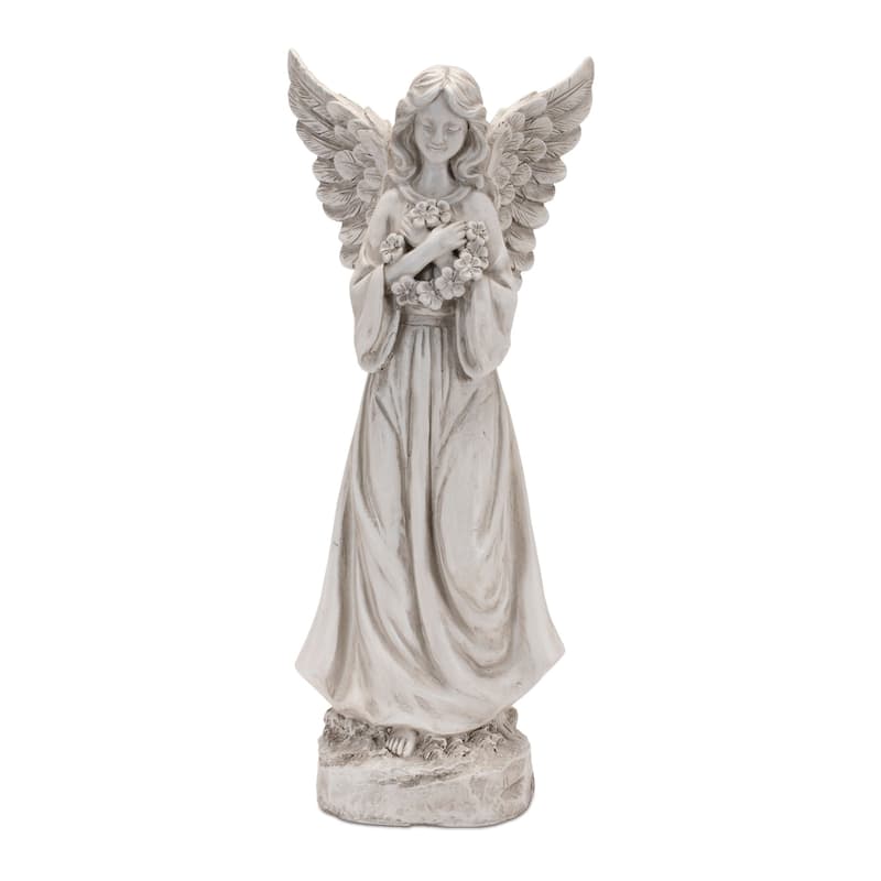 Floral and Bird Angel Figurines - 13.25" - Set of 3