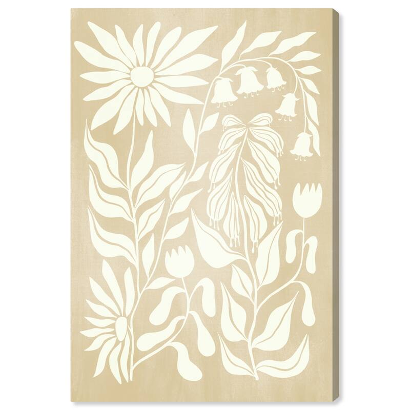 Wynwood Studio Canvas Floral and Botanical Cream Abstract Floral Brown and Tan Bohemian & Eclectic Wall Art Canvas Print