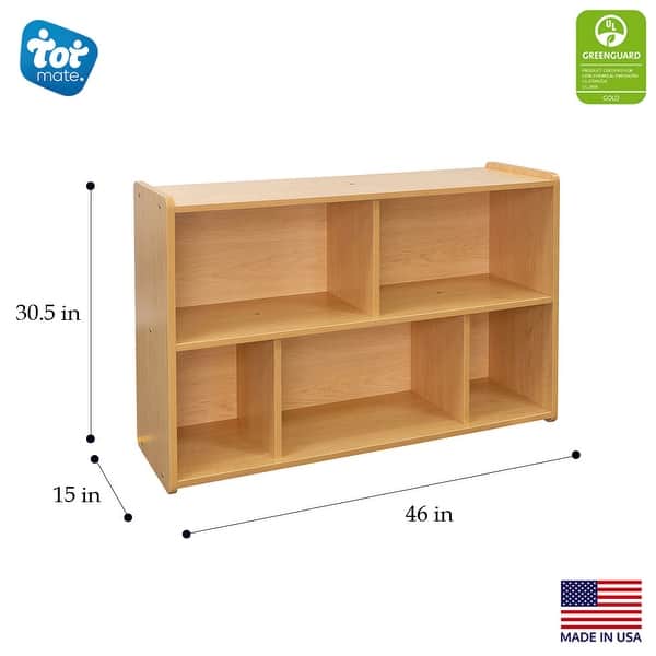 dimension image slide 1 of 2, Tot Mate Laminate School Preschool Compartment Storage - 46" x 15" x 30 1/2"