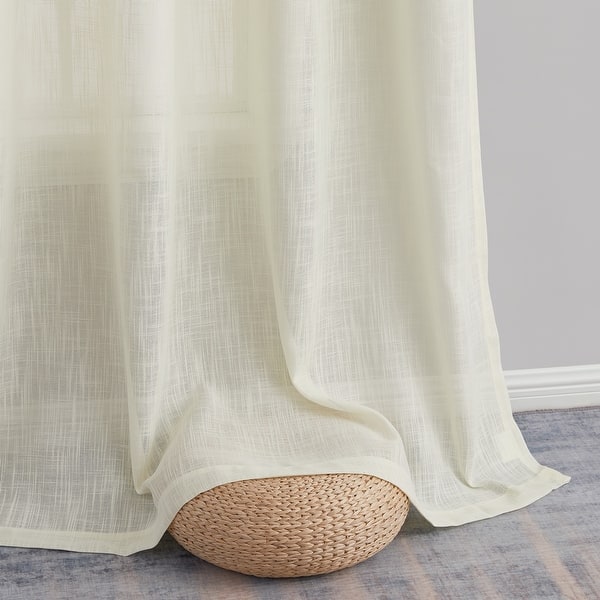 HLC.ME Abbey Faux Linen Textured Semi Sheer Privacy...