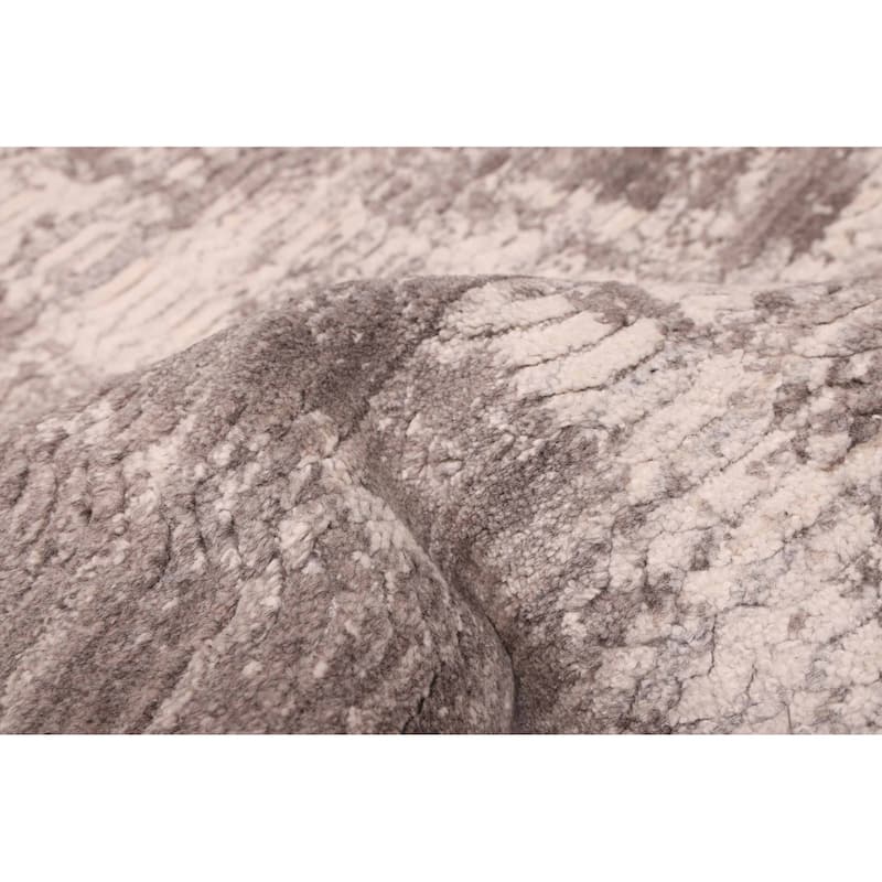 ECARPETGALLERY Hand Loomed Elysian Dark Grey Wool Rug - 2'6 x 13'9