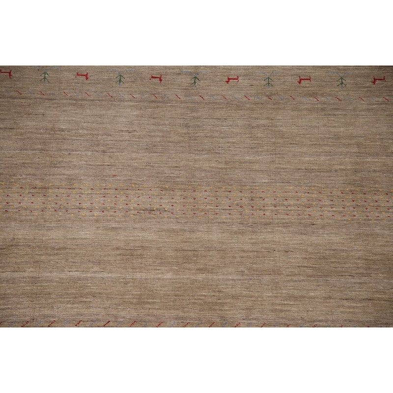 Brown Gabbeh Indian Area Rug Handmade Oriental Wool Carpet - 7'11"x 9'10"
