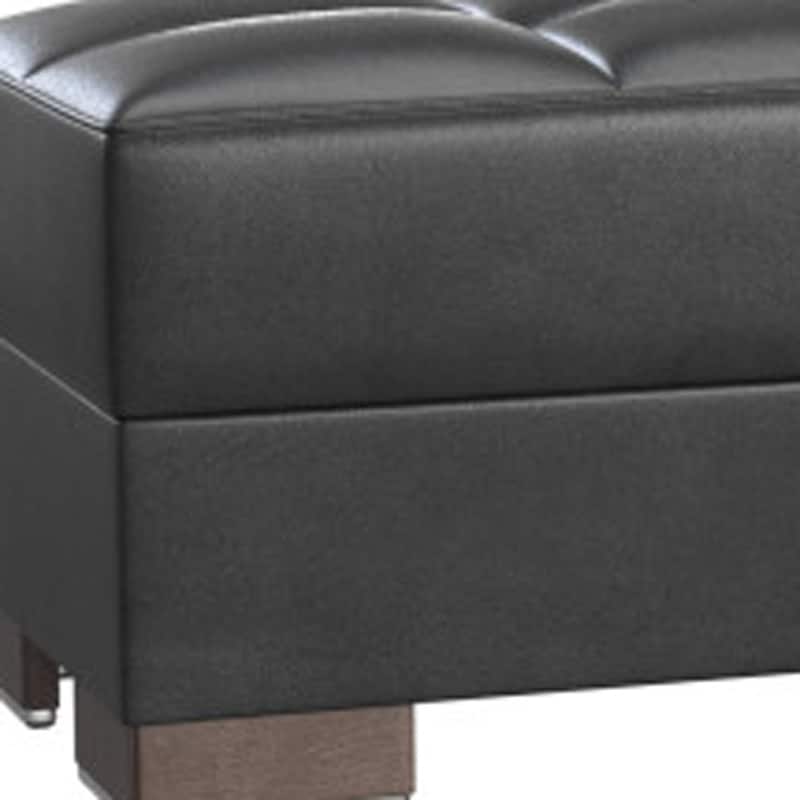 HomeRoots 52" Black and Brown Faux Leather Storage Ottoman