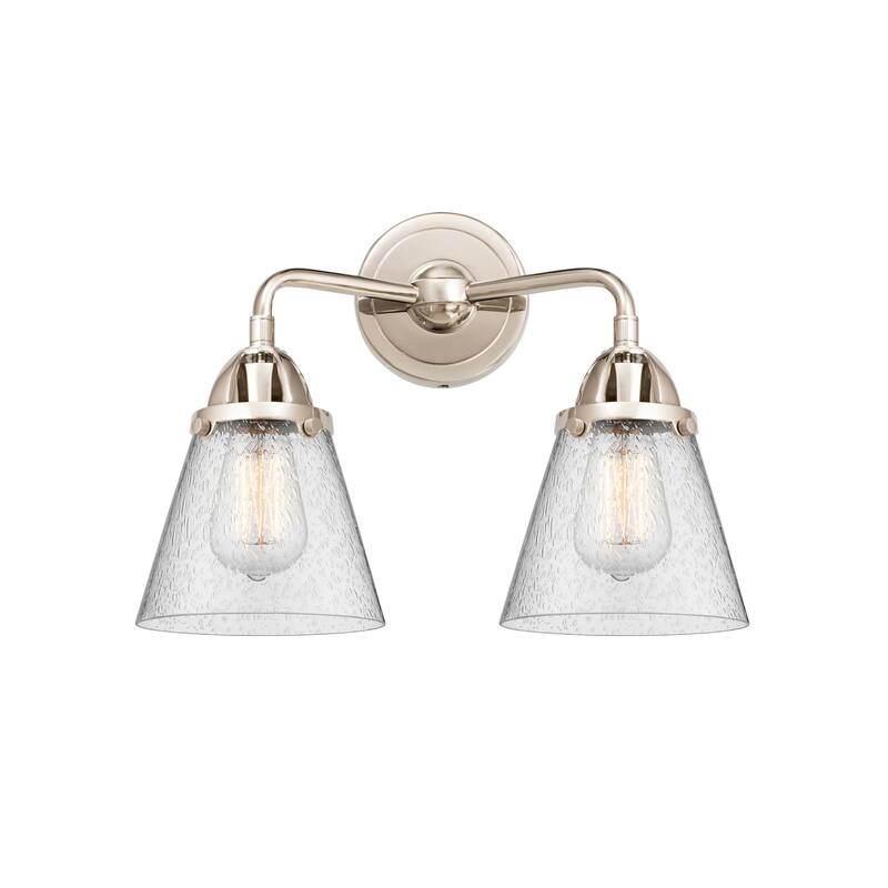 Innovations Lighting 288-2W-13-15 Cone Vanity Cone 2 Light 15" Wide - Polished Nickel / Seedy