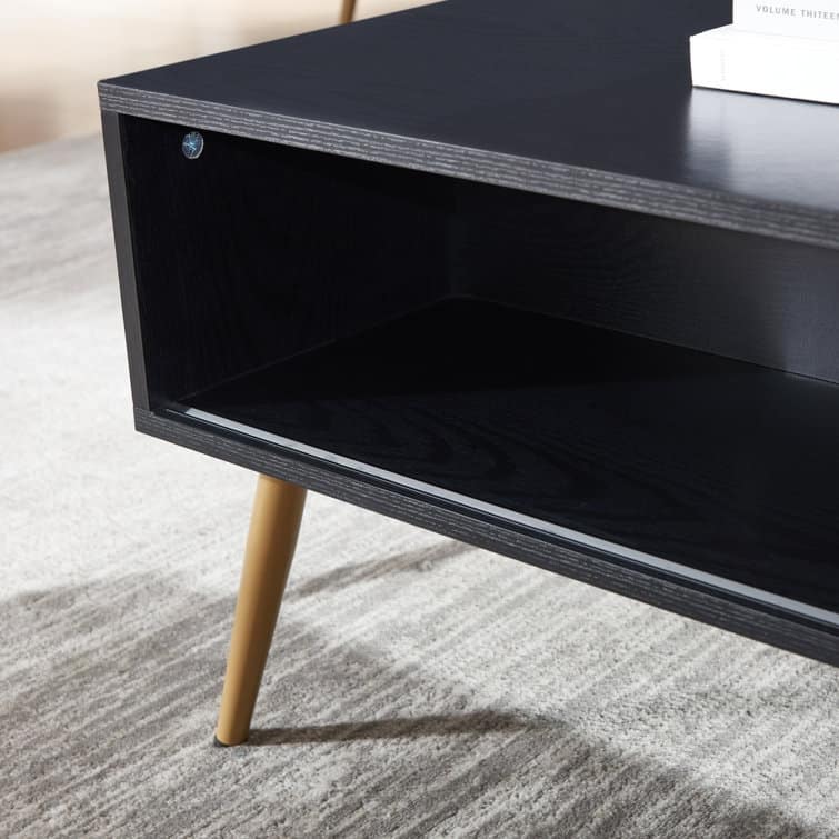 42" W Wood Rectangular Coffee Table with Storage Shelf and Drawer
