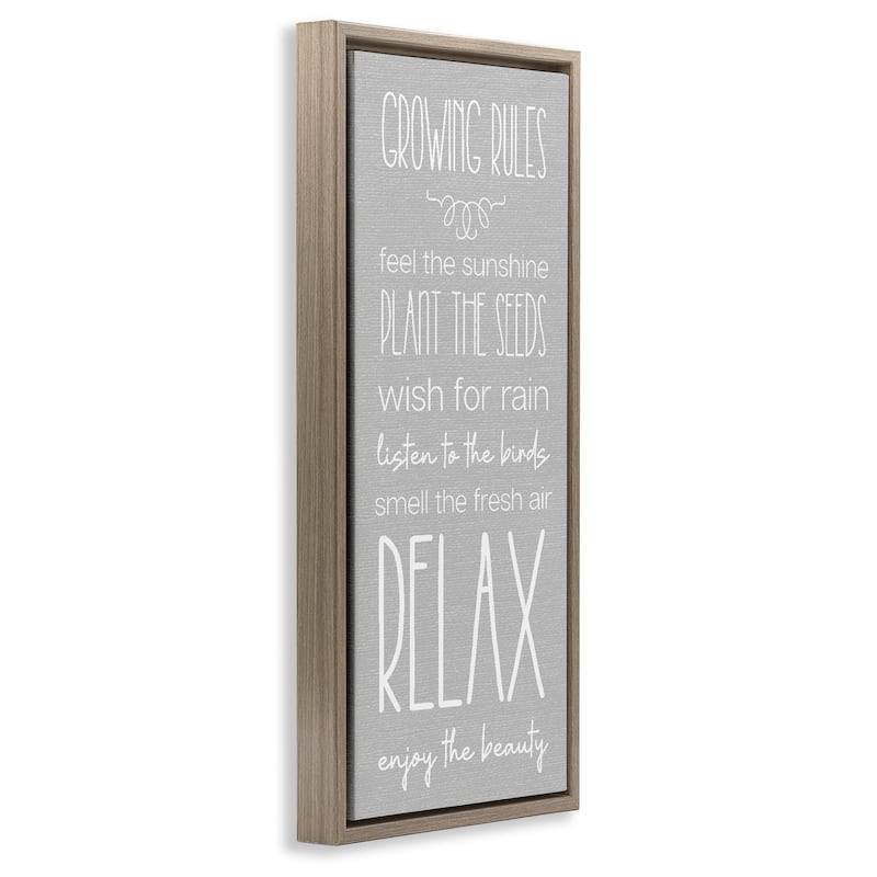 Stupell Rustic Gardening Rules Framed Floater Canvas Wall Art Design By Lil' Rue