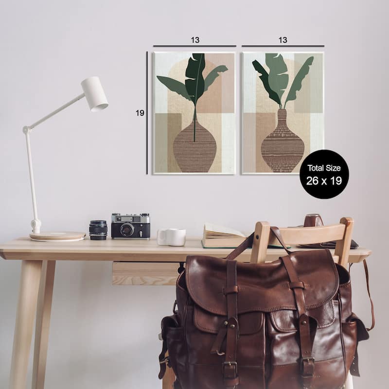 Stupell Boho Geometric Plant Vases 2 Piece Wall Plaque Art set Design by Susan Jill