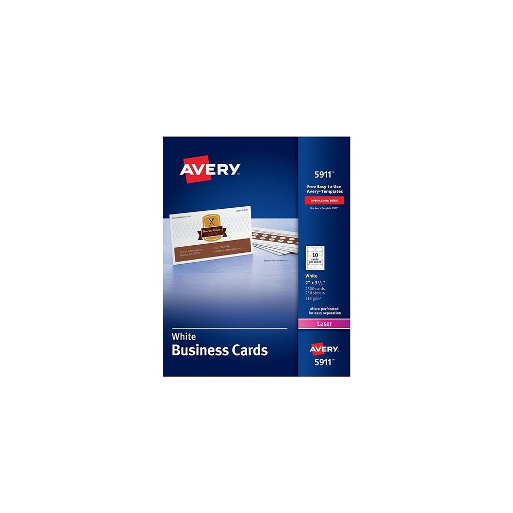 Avery 5911 Printable Microperf Business Cards W 10 Cards Per Sheet 2500 Total Cards