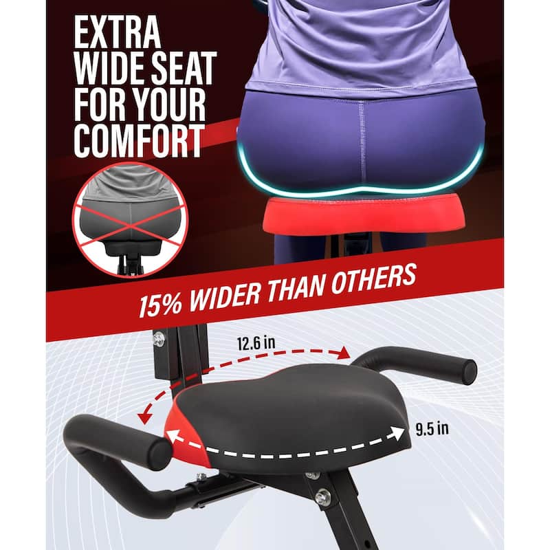 Folding Exercise Bike, Stationary Bikes with Arm Workout Bands, Fitness