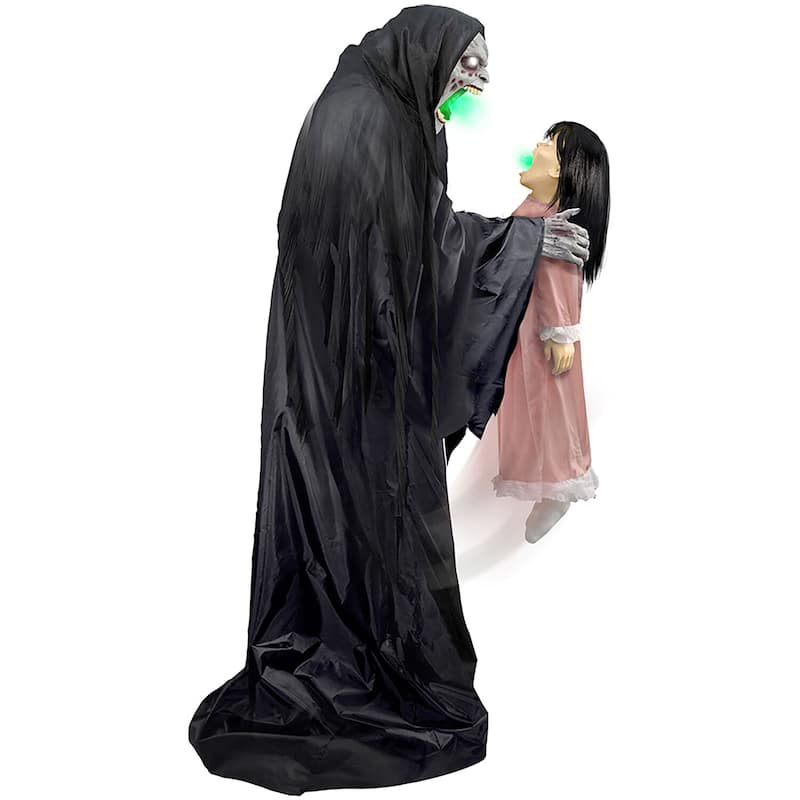 Haunted Hill Farm Soul Sucker Demon Reaper by Tekky, Premium Talking Halloween Animatronic, Plug-In or Battery