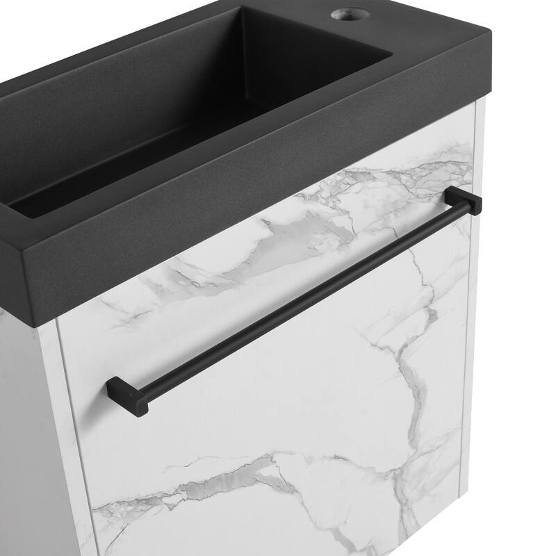 GDFStudio - Milo Modern Wall-Mounted Bathroom Vanity with White Resin Sink and Soft-Close Cabinet Door