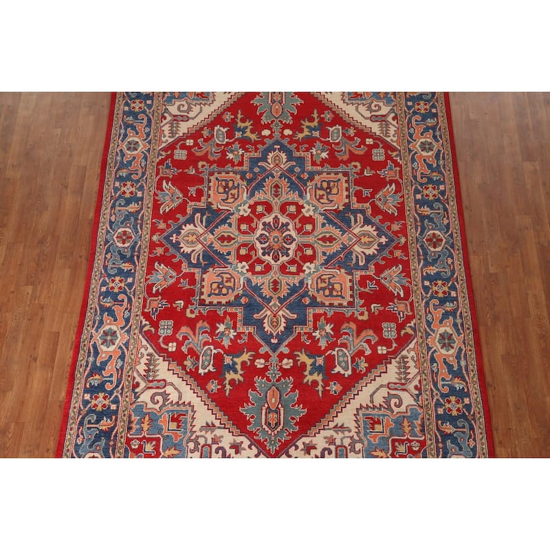 Kazak Living Room Area Rug Handmade Wool Carpet - 6'4" x 9'10"