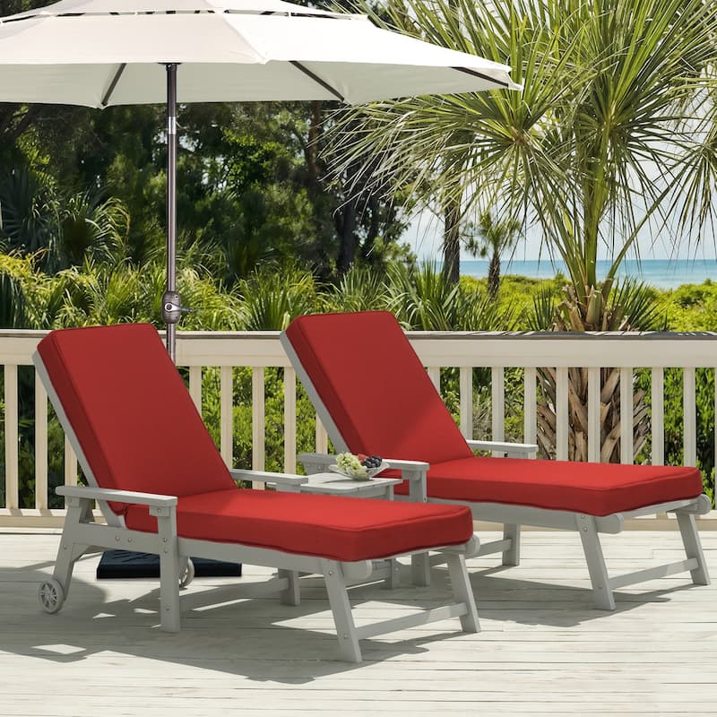 Aoodor Patio Chaise Lounger Cushions Set of 2, Olefin Fabric, Water-Resistant, 72x21x3 Inches(Only Cushions)