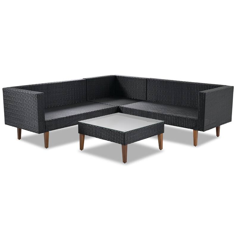 Outdoor Wicker Weaving Conversation Combo Set of 4