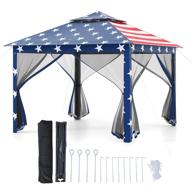 Costway 11'x11' 2-Tier Pop-Up Gazebo Tent Portable Canopy Shelter - See Details