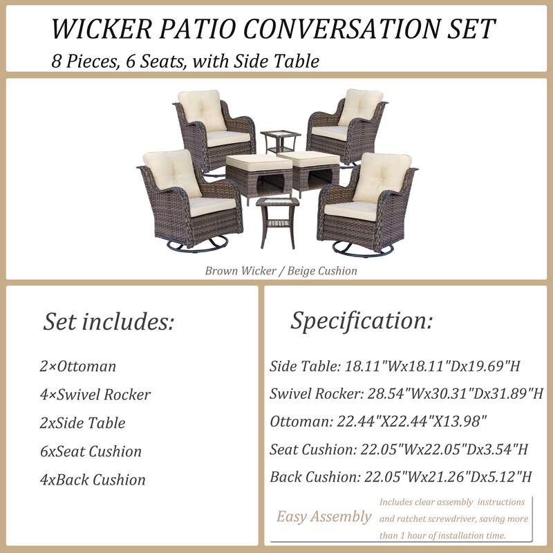 Wicker Patio Furniture Set-Outdoor Patio Conversation Seating Sets