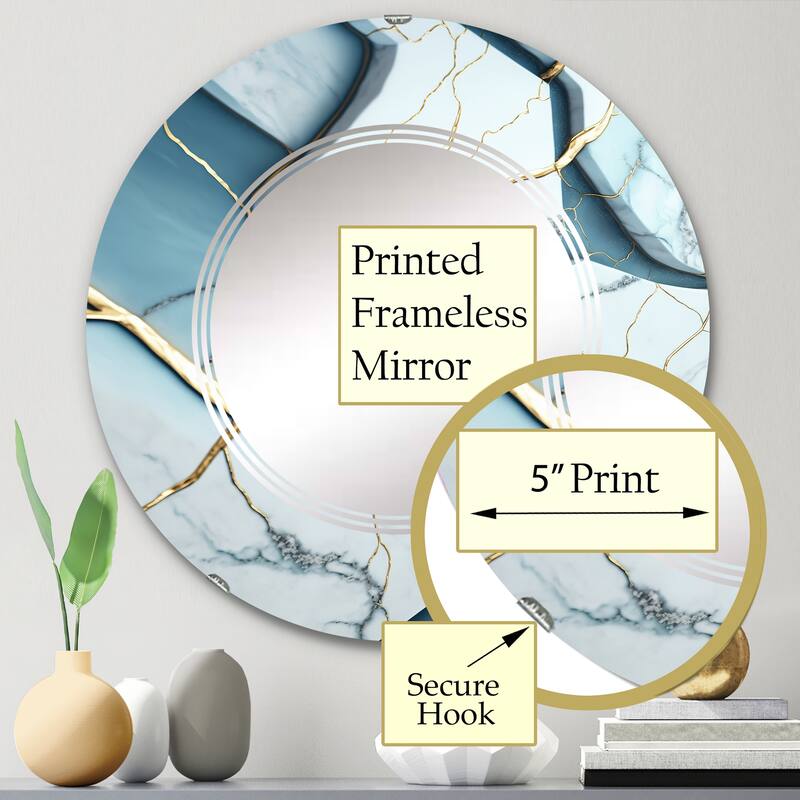 Designart 'Abstract Geode White II' Printed Abstract Marble Wall Mirror