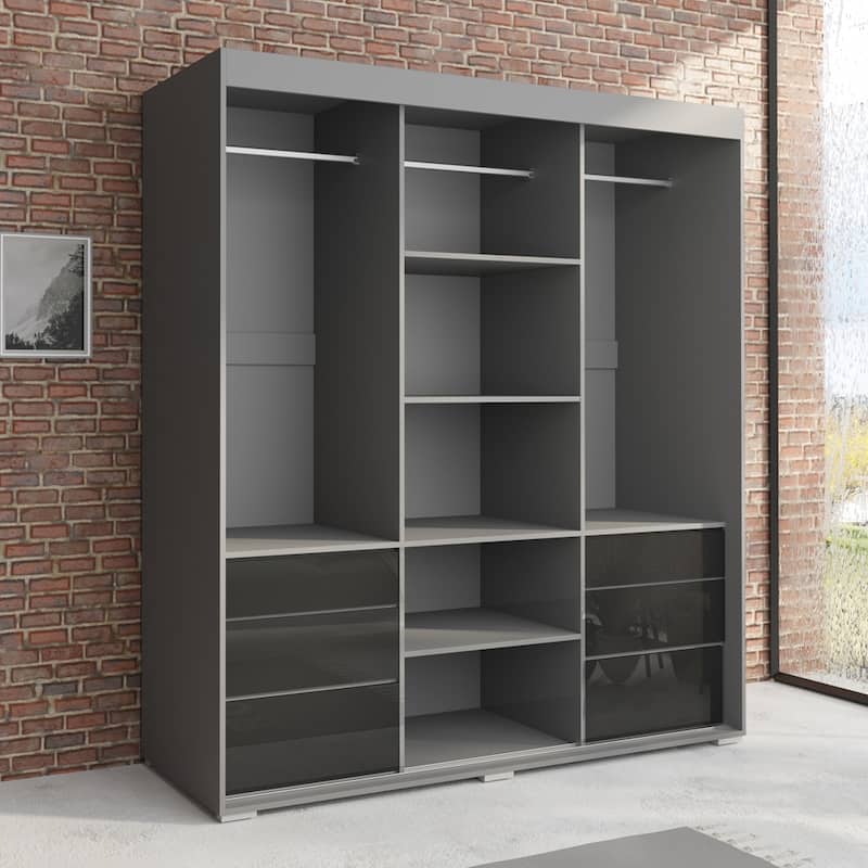 Monaco 3-door Modern 71-inch Glass Front Wardrobe