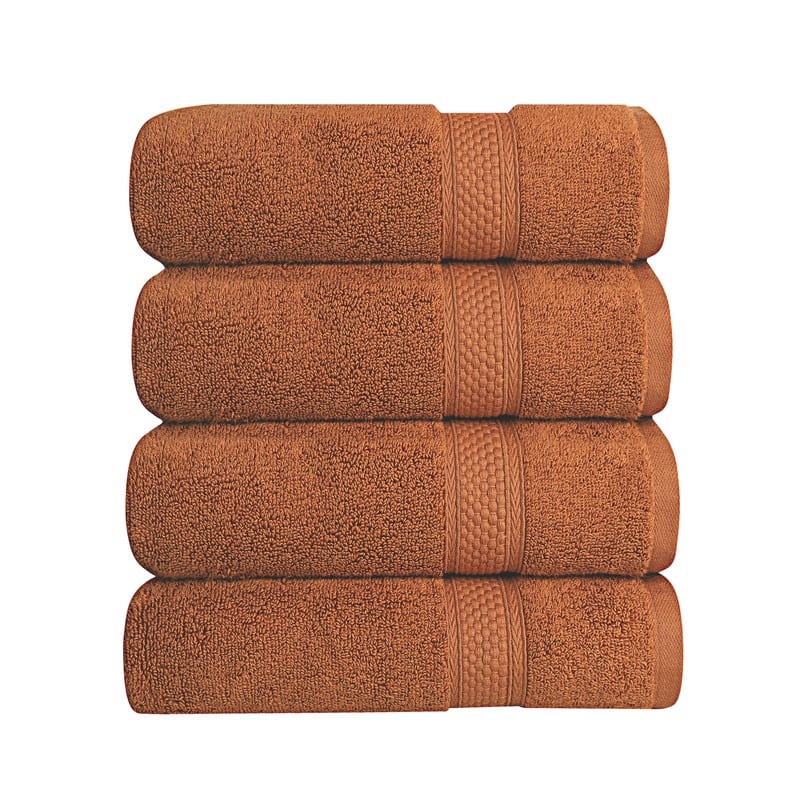 A1HC Wash Cloth Set, 500 GSM 100% Ring Spun Cotton, Oeko-Tex Green Certified, Zero Twist, Quick Dry & Highly Absorbent - 4 Piece Wash Cloth (13"x13") - Burnt Caramel