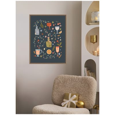 Kate and Laurel Sylvie Beaded Holiday Cocktails Framed Canvas by Nikita Jariwala