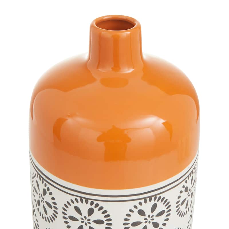 White Ceramic Floral Vase with Orange Tops