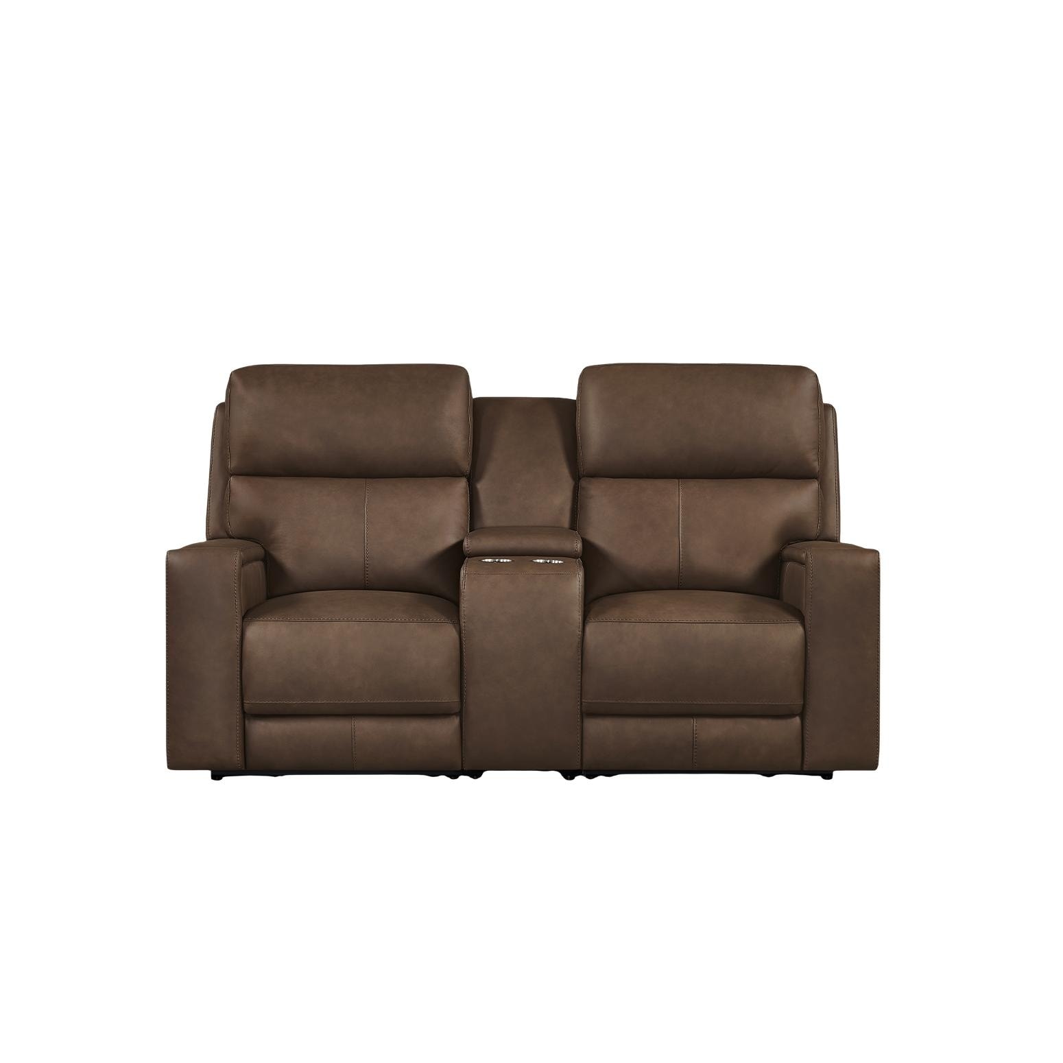 74'' W Top Grain Leather Dual-Power Recliner Loveseat Sofa with Power Headrest, Hidden Cup Holders