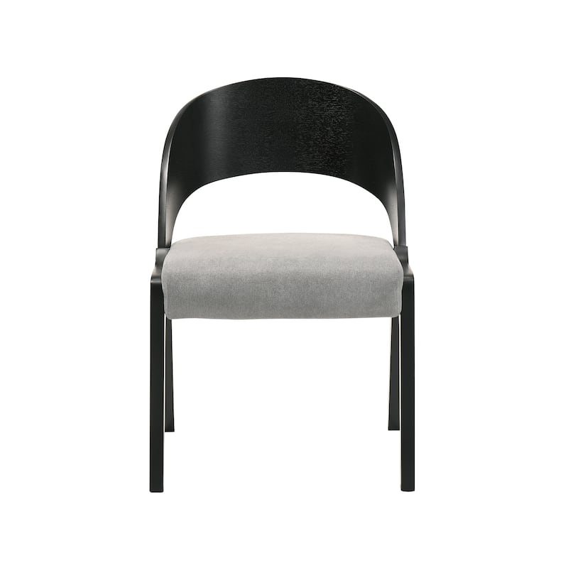 Polly Walnut or Black Wood Mid-Century Modern Kitchen Dining Chairs - Set of 2
