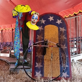 Haunted Hill Farm Life-Size Animatronic Talking Clown with Lights and Sound, Indoor or Covered Outdoor Halloween Decoration