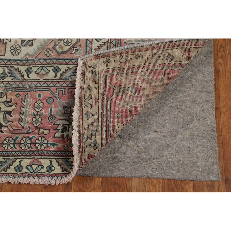 Brown Geometric Tabriz Persian Area Rug Hand-Knotted Wool Carpet - 8'2"x 11'1"